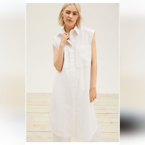 Zara Women's Linen White Button Up Dress Size X-small - Picture 1 of 8